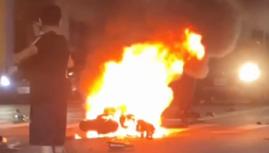 快訊/中秋夜驚悚車禍！台南酒駕男逆向高速撞毀機車　釀火燒車還肇逃遭逮