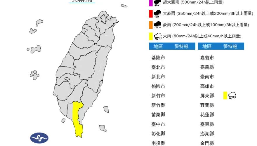 快訊/大雨特報！「2縣市」大雷雨籠罩一路炸到晚上　示警區域曝光