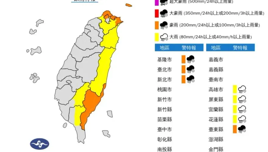 快訊/深夜雨彈「回馬槍」！「8縣市」遭山陀兒緊咬　「4地」亮橘燈防淹水