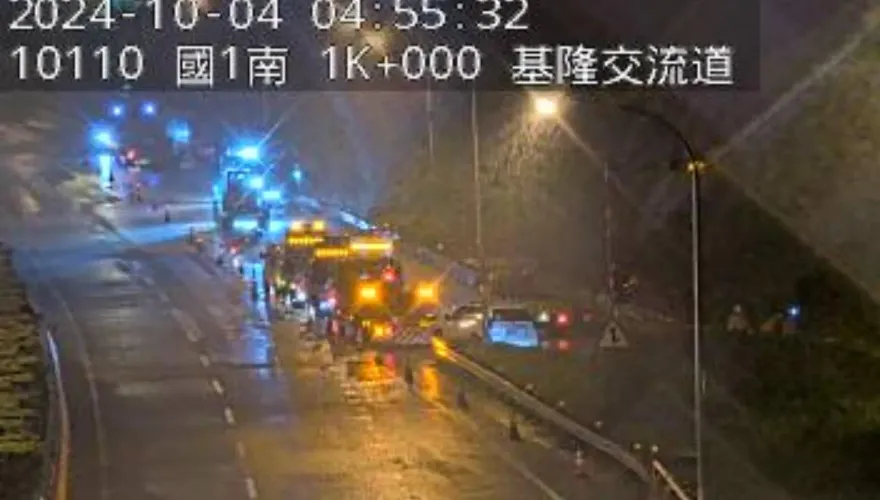 快訊/山陀兒颱風雨彈狂轟基隆　國一基隆南向邊坡崩塌入口封閉