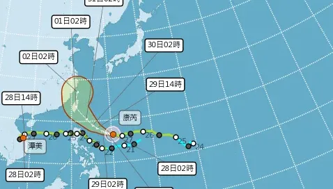 康芮颱風最新路徑「登陸貫穿台」！最快明天發海警　暴風圈恐籠罩全台