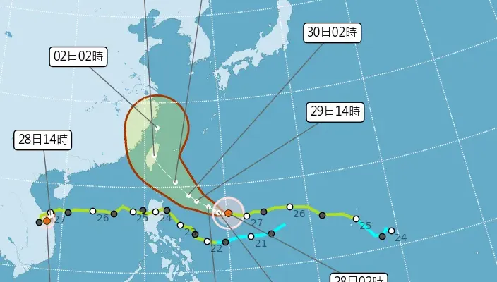 康芮颱風恐登陸「穿越台灣再北上」　10/31、11/1風雨最強