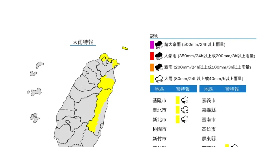 雨區擴大！北北基宜花雨彈一路炸到明早　山區慎防瞬間大雨