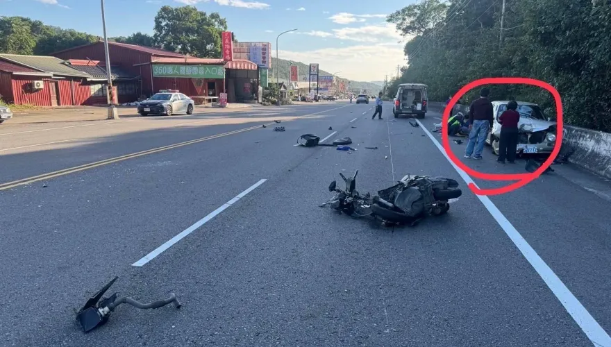 影/台13線轎車失控跨2車道逆撞機車！苗栗女騎士遭噴飛慘死