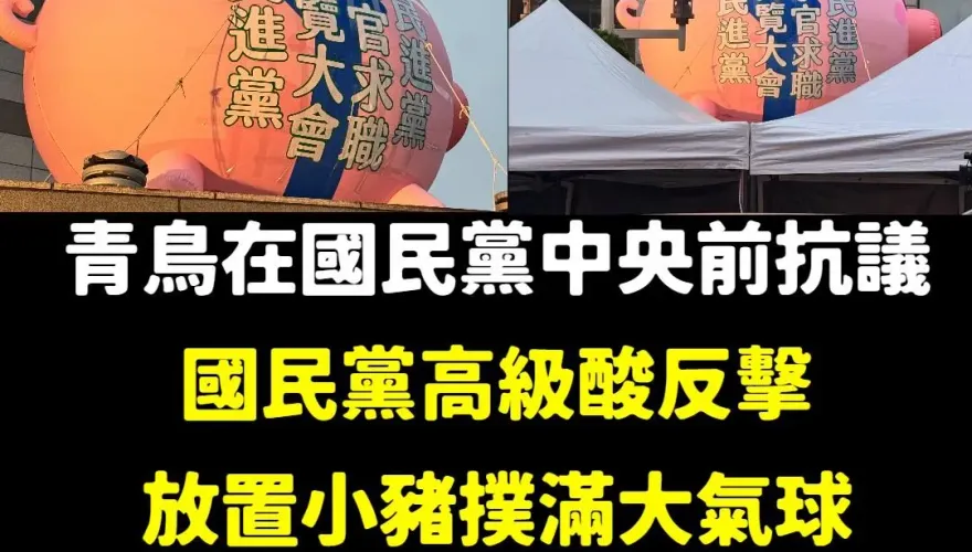 側翼踢館國民黨翻車！小豬氣球酸爆「求職」青鳥大崩潰