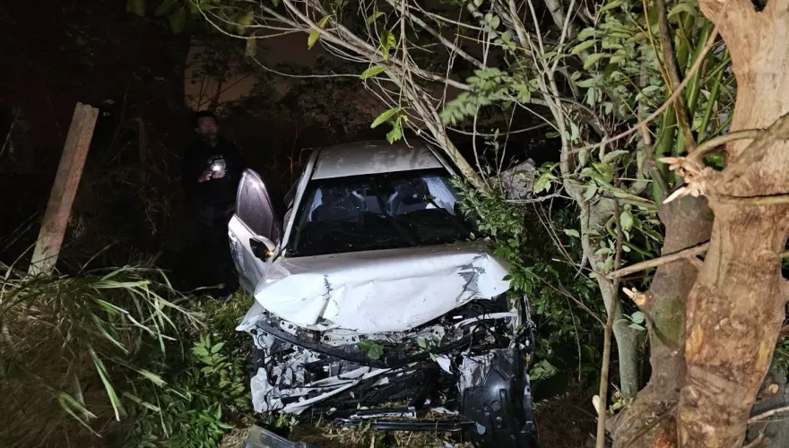 影/酒測值0.64！苗栗男酒駕衝對向撞車　栽入草叢車頭毀