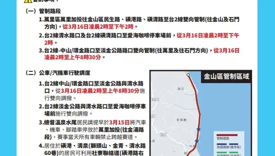 2025新北萬金石馬拉松3/16開跑！路線、交管措施看這邊