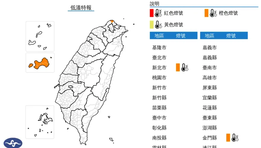 新北市、金門縣低溫特報！一路凍到明天