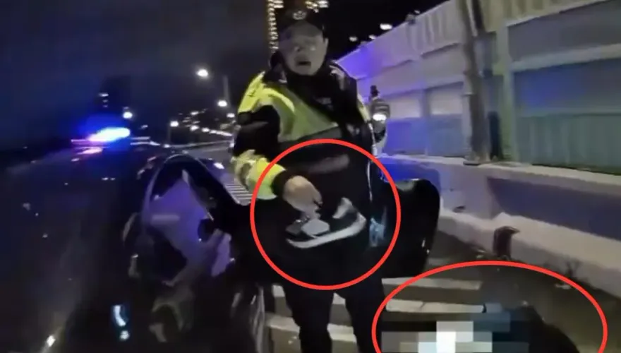 影/2毒蟲心虛半夜臨停建國高架　警盤查搜出毒品逮人送辦