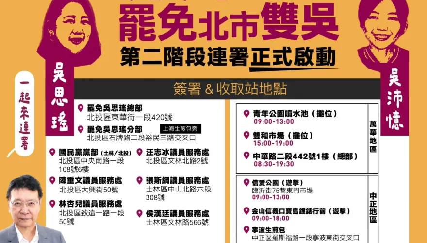 罷免雙吳過不了二階？戰鬥藍出手　趙少康：綠營笑掉大牙