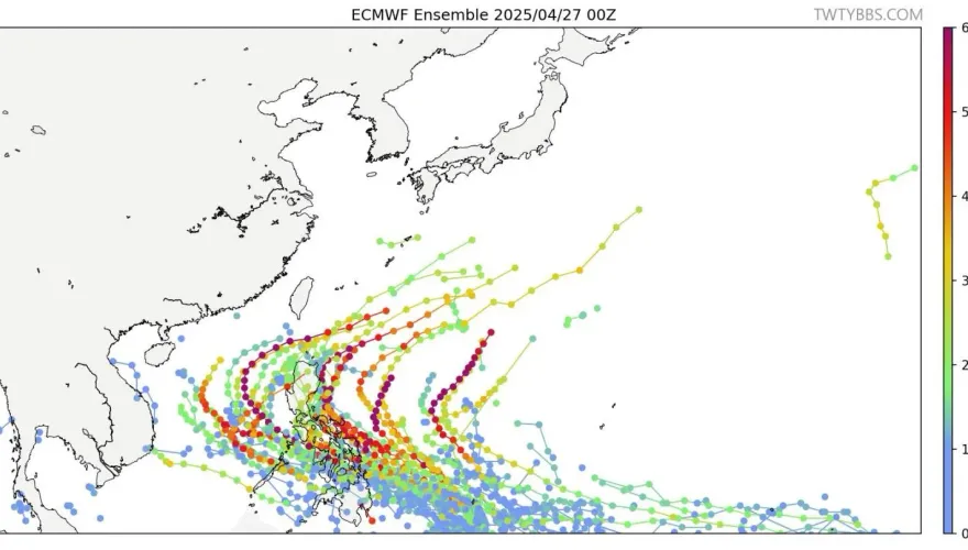 菲國東南海面「熱帶擾動99W發展中」恐成颱　路徑待觀察