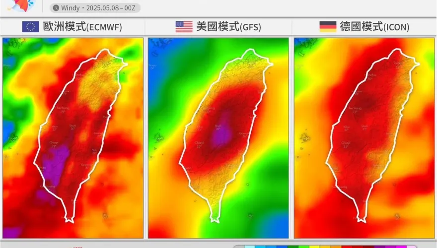 雷雨中歡度母親節！最新模式曝「全台紅通通」　恐炸72小時