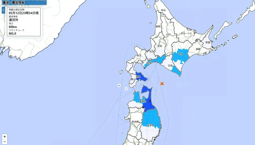 日本深夜規模5淺層地震！北海道、青森縣明顯搖晃