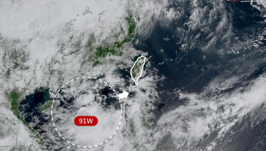 廣東南方熱帶擾動東移中　水氣影響台灣天氣