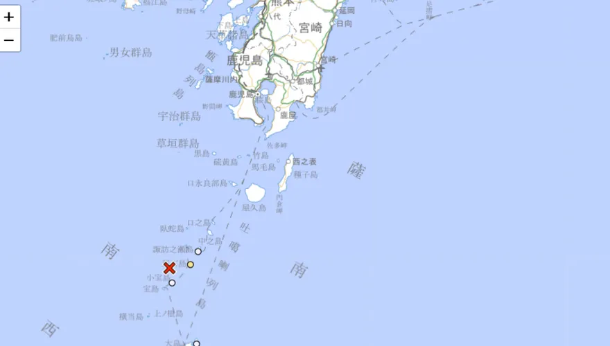 日鹿兒島外海「2天狂震近90次」　氣象台：不排除更劇烈搖晃
