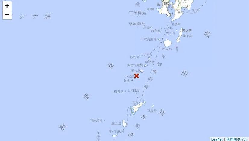 真的搖了！日本吐噶喇列島近海04:15規模2.7極淺層地震