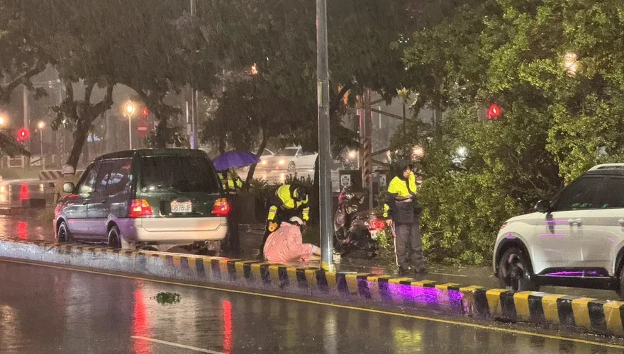 颱風丹娜絲強襲！台南路樹不敵強風倒塌　疑壓傷民眾