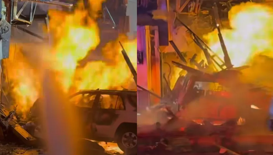 影/3車相撞「SUV衝入美商場」釀煤氣爆炸　巨大火球竄夜空