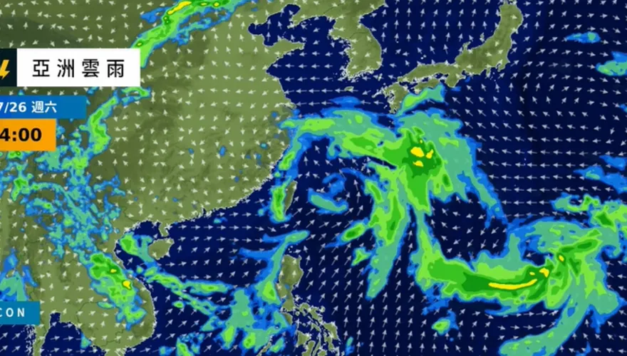 竹節草颱風減弱消散　中南部迎西南風降雨增多