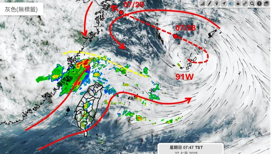 雨彈開炸！91W恐成颱「對台影響曝」　專家說話了