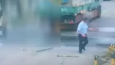 湖口平交道貨車司機觸電瞬間曝！車底火光爆發　人直直重摔倒地