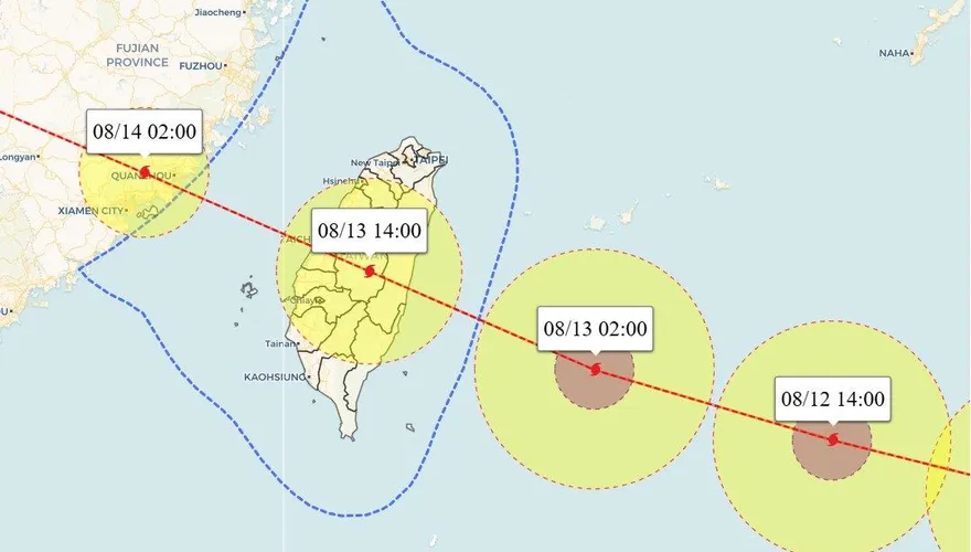 楊柳8/13撲台1日快閃！　強風區域集中在颱風眼牆範圍內