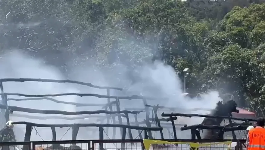 影/卑南文化公園「史前家屋」燒到剩骨架　1人腿部燒傷