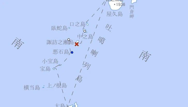 半小時6震！日本吐噶喇群島21:00發生規模4.7地震　最大震度5弱