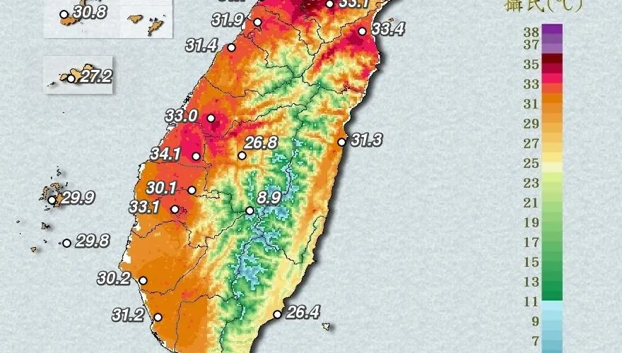 滾燙週五！新北五股高溫39.4度全台最熱　8縣市防熱傷害