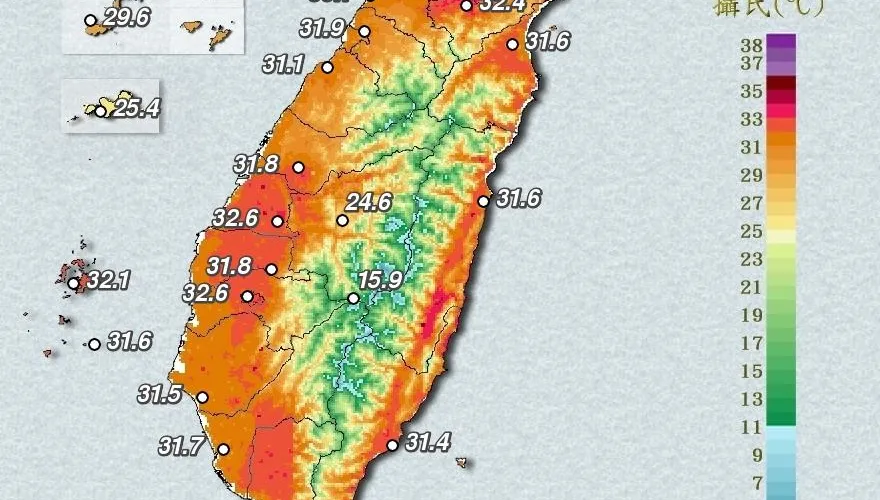 颱風逼近還是熱！北中3地達36度以上　氣象署亮燈示警