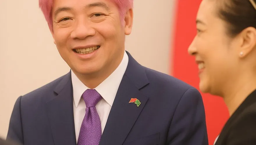 招牌中分頭被換成粉紅髮色　賴清德親自回應：蛤？