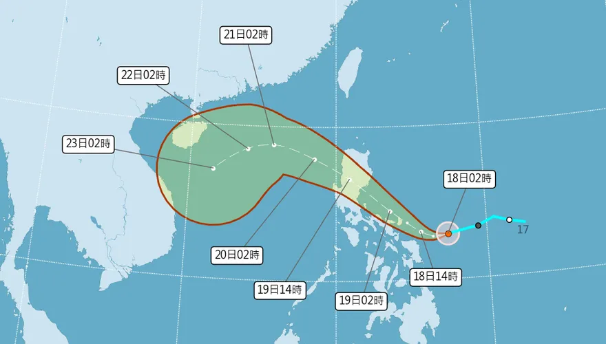 風神颱風凌晨生成了！東北風共伴「連2天雨炸到發紫」