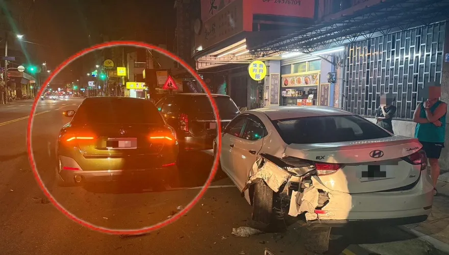 影/台中醉辣妹開BMW成「行動神主牌」！撞3車還衝上人行道