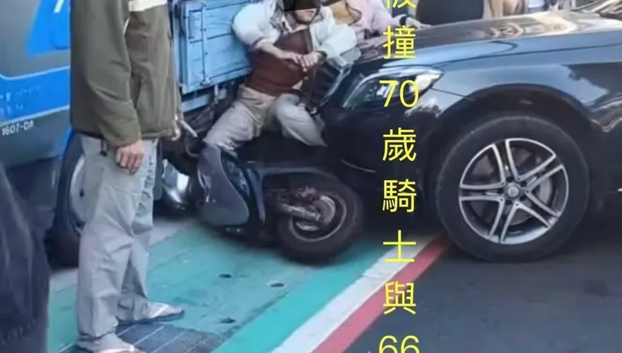 影/五股8旬翁疑低血糖衝撞　老夫妻遭「夾心餅」民眾合力救