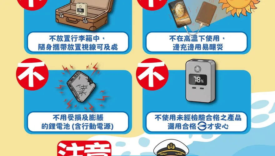 行動電源變「海上炸彈」？　航港局急推「4不1注意」防釀船難