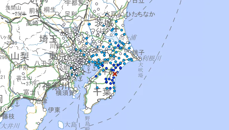 日本千葉縣東北部發生規模4.7有感地震！最大震度4級