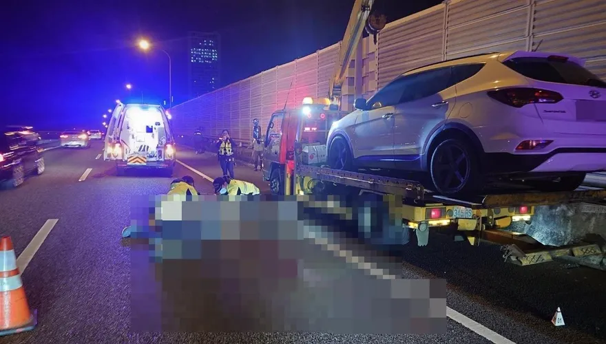 影/ 國1五楊高架嚴重車禍　故障車駕駛下車被撞命危