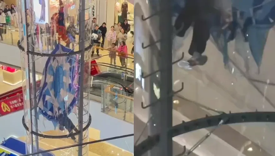 影/陸童玩商場裝飾氣球「被帶上天」　驚險懸掛半空…消防急救援