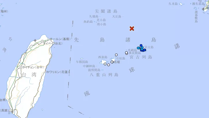 日本沖繩宮古島近海發生規模5.9地震　震源極淺