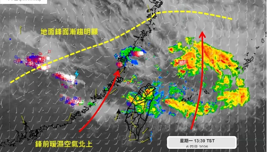 開工日再接雨彈！台南以北、大台北防雷雨　估炸雨到週三