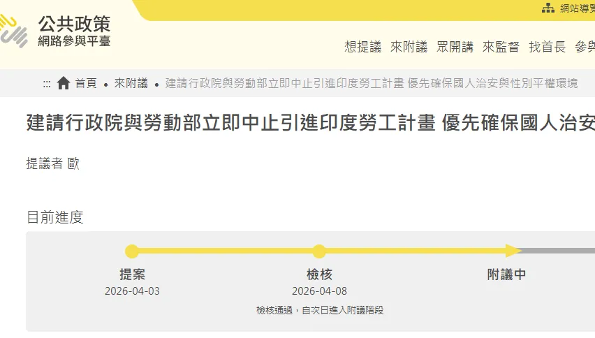 引進印度移工來台惹議！網連署「立即中止」　3天破萬人附議
