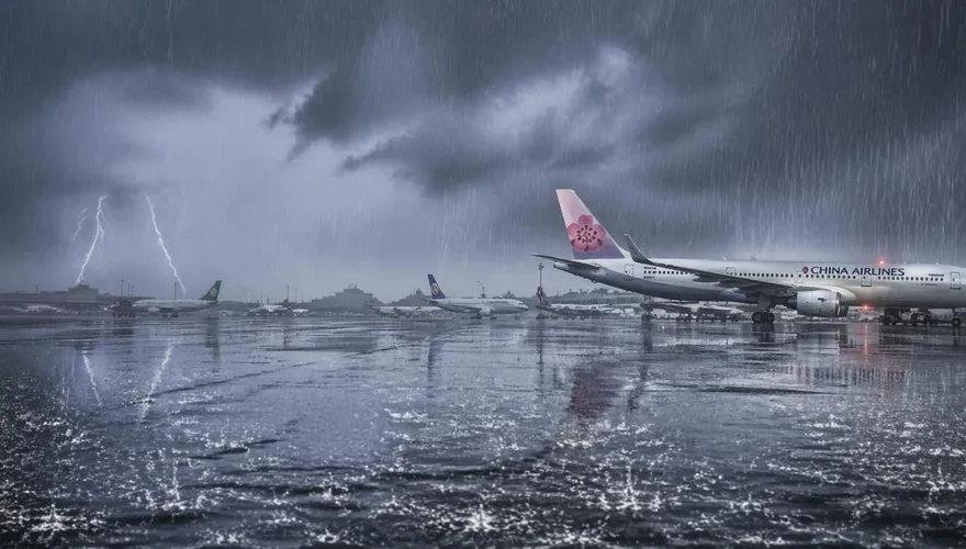 中部大雷雨狂轟！台中機場暫停地面作業　部分航班延誤