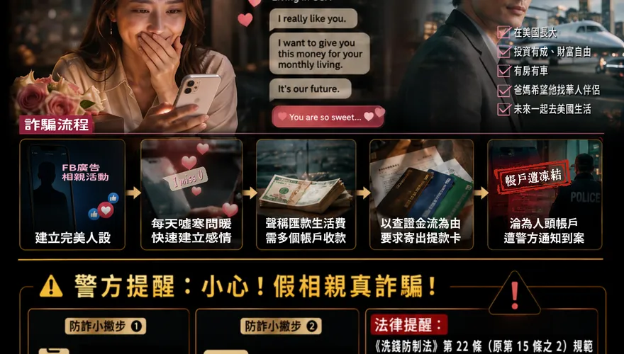 妙齡女中招網戀「ABC男友」　交出5帳戶淪詐團共犯
