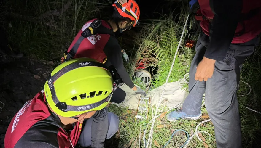 驚險！大鹿林道63歲男夜騎電動自行車摔10米邊坡　樹木保命