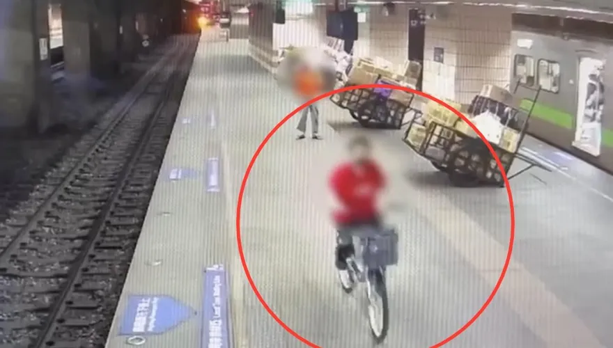 影/北市婦萬華車站月台騎單車　鐵警鎖定對象依法開罰