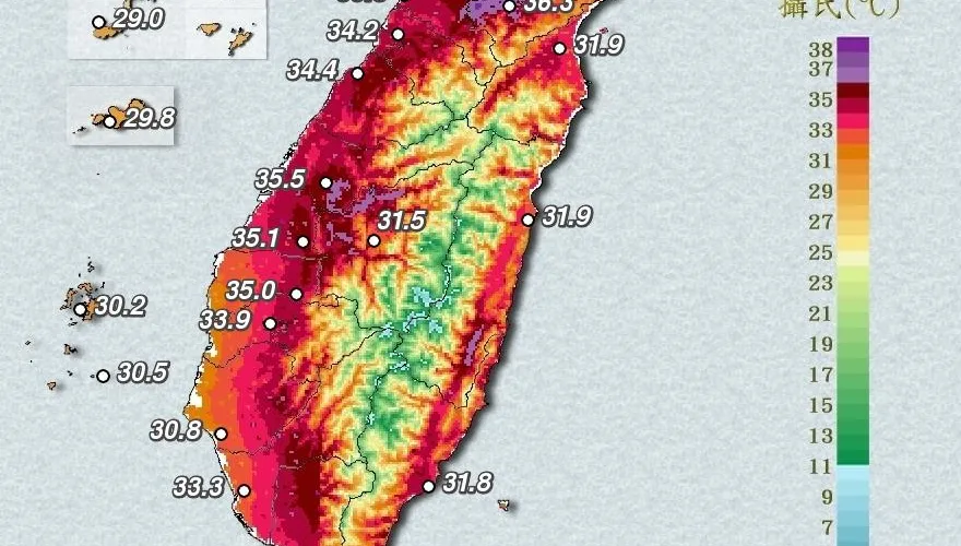 全台高溫預警！玉井現最高溫39.4度　16縣市亮燈警戒