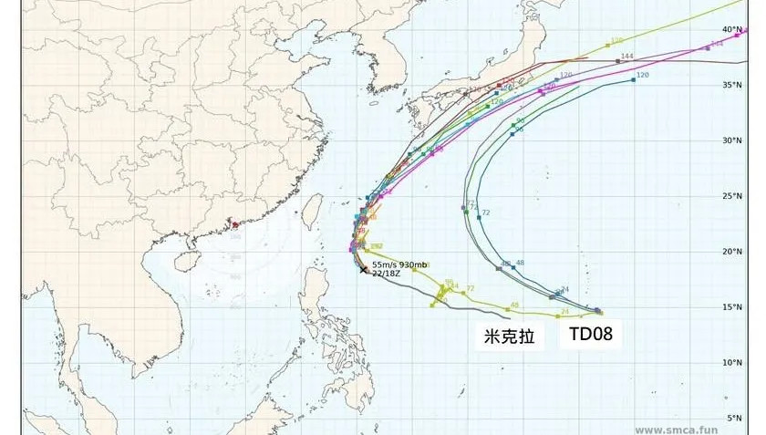 強颱米克拉各國路徑均為「拋物線走法」　對台天氣影響曝