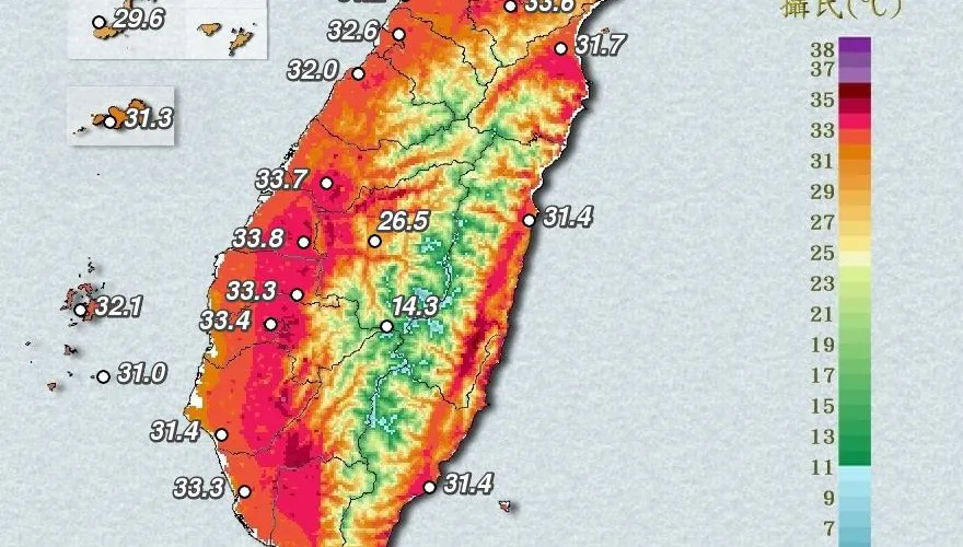 台南楠西飆全台最熱38度！13縣市高溫警戒