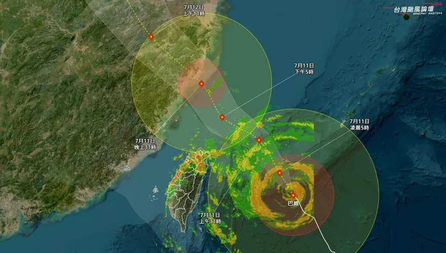 巴威颱風暴風圈將接觸陸地！網友接力回報各地風雨
