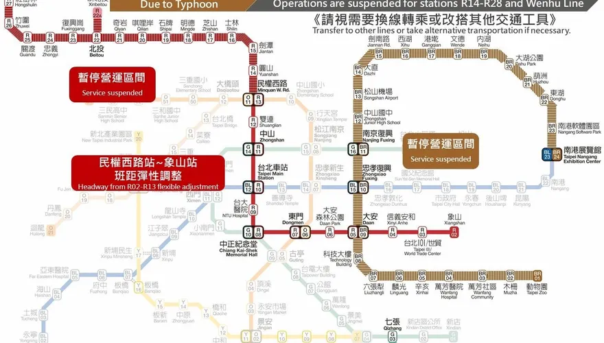 巴威強風達停駛標準　北捷高運量高架平面段暫停營運
